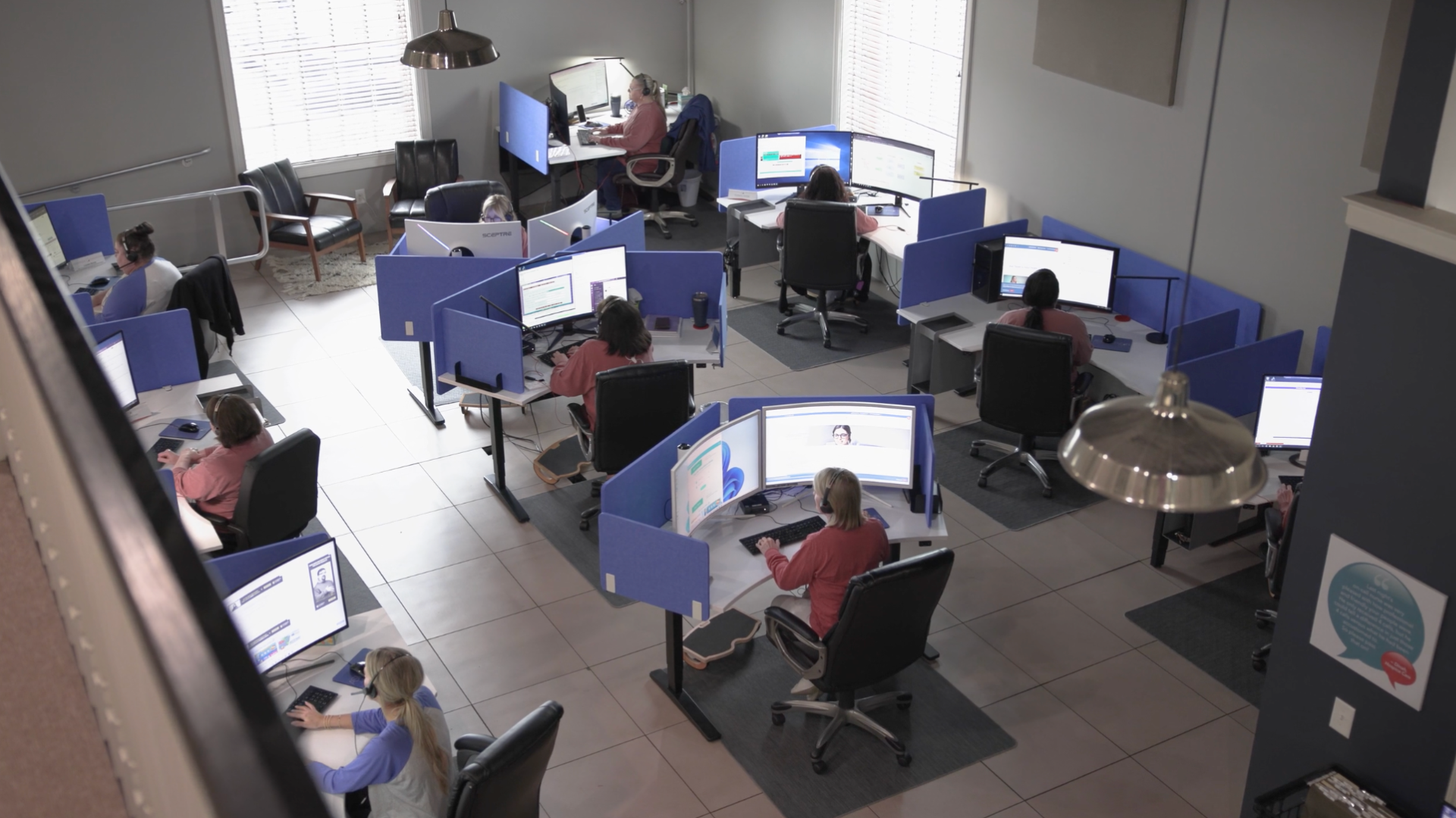 ASuperior Contact Center team working in a modern call center office